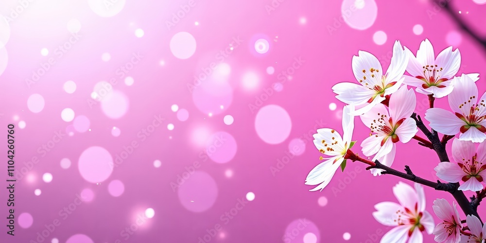 Cherry blossom branch on pink bokeh background Cherry blossom branch on pink bokeh background