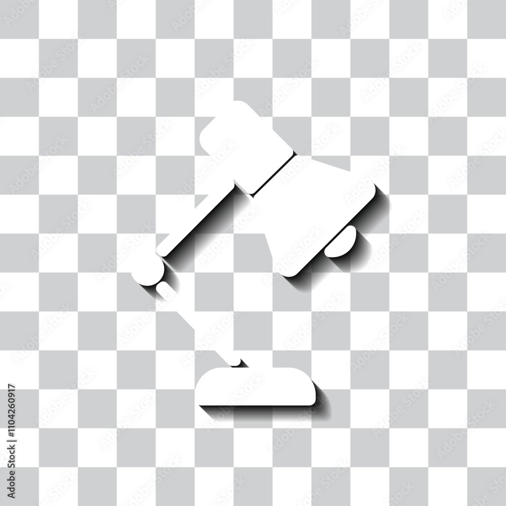 Table lamp simple icon vector. Flat design. White with shadow on transparent grid Table lamp simple icon vector. Flat design. White with shadow on transparent grid