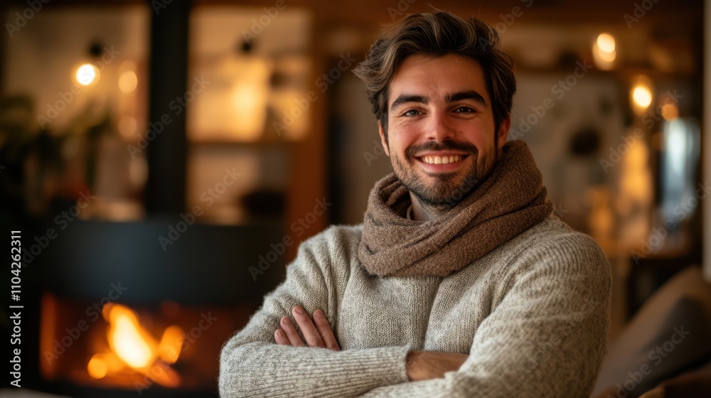 The Smiling Man by Fireplace The Smiling Man by Fireplace