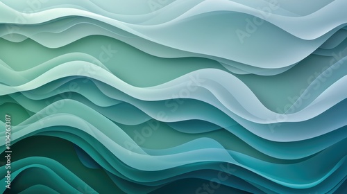 Abstract Blue Green Wave Background with Ombre Gradient