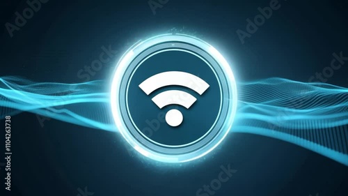 Wireless Connectivity Icon on Abstract Blue Digital Background
