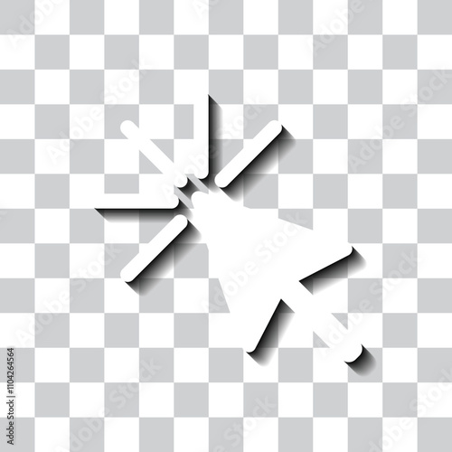 Cursor simple icon vector. Flat design. White with shadow on transparent grid