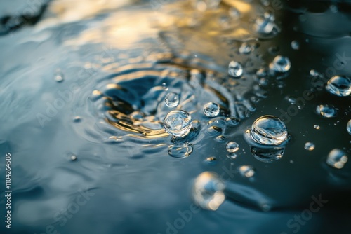 Wallpaper Mural Macro close-up of oil bubbles on a liquid surface, vivid reflections, soft highlights, orange and yellow swirls, high detail Torontodigital.ca