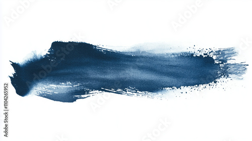 blue paint brush strokes in watercolor isolated against transparent