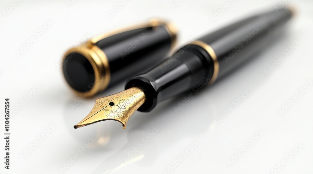 Finely Crafted Fountain Pen in Rose Gold with Gold-Finished Nib and Engraved Barrel. Finely Crafted Fountain Pen in Rose Gold with Gold-Finished Nib and Engraved Barrel.