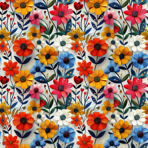 Vibrant floral pattern bringing a burst of color and joy to any setting photo