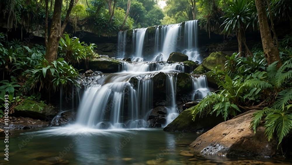 Beautiful waterfalls in tropical forests.