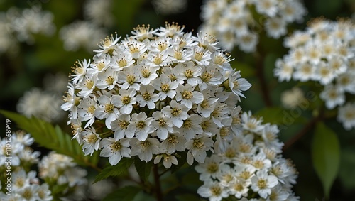 Beautiful white blossoms of Spiraea nipponica. photo