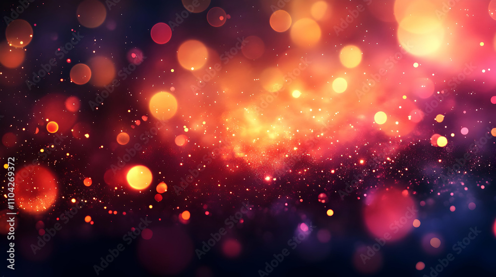 Fototapeta premium Abstract Background with Red and Orange Bokeh Lights