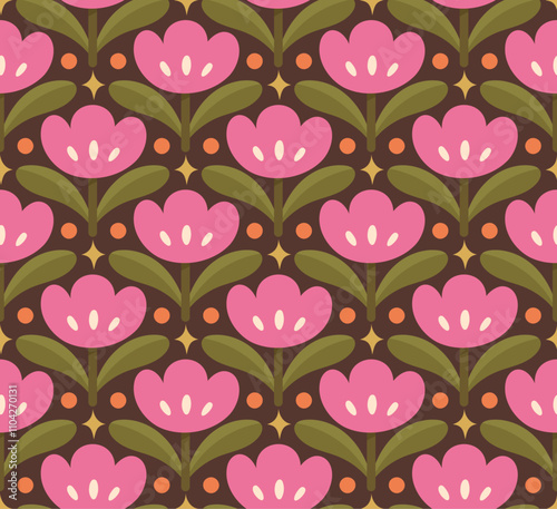 Modern cute floral art deco seamless pattern. Vector damask illustration with leaves. Decorative botanical background.