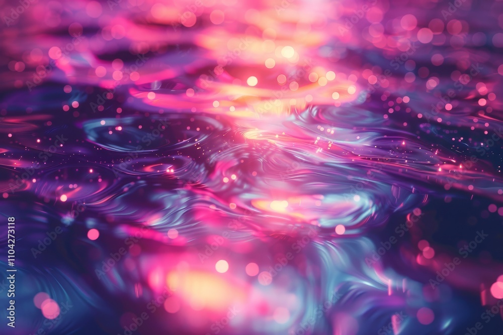 Colorful reflections shimmer on water surface creating a vibrant and dynamic composition at dusk Colorful reflections shimmer on water surface creating a vibrant and dynamic composition at dusk