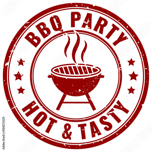 Bbq party grunge rubber stamp