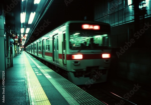 Train motion blur inside Tokyo tunnel in Japan, Japan