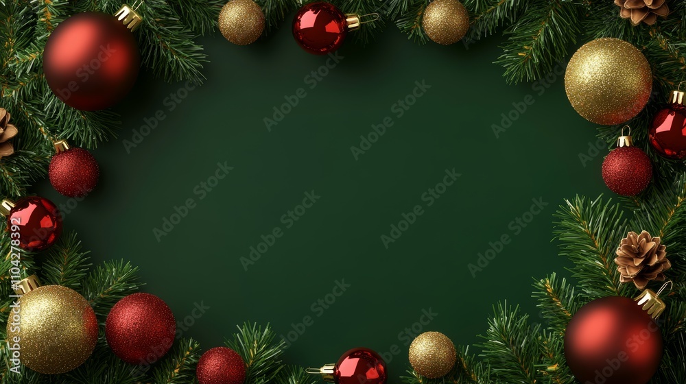 A festive Christmas wreath adorned with shimmering red and gold ornaments, nestled among fragrant pine cones, radiates holiday cheer and warmth. A festive Christmas wreath adorned with shimmering red and gold ornaments, nestled among fragrant pine cones, radiates holiday cheer and warmth.