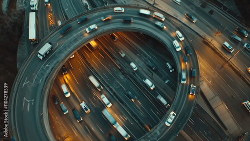 Dramatic Timelapse of Traffic. Dynamic Transport or High-Speed Transfer Concept.