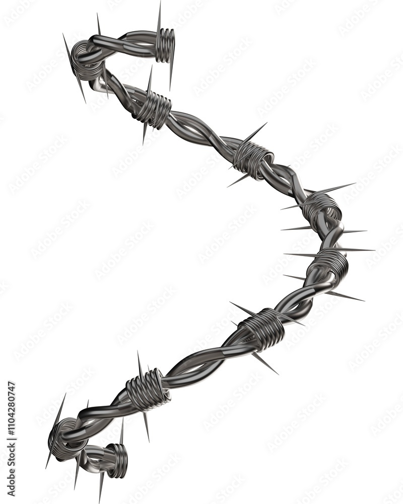 barbed wire 3D Chrome Rendering isolated on Transparent barbed wire 3D Chrome Rendering isolated on Transparent