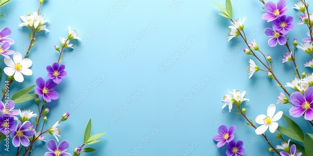Naklejka premium Spring flowers on blue background