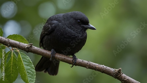 Black bird (Amsel) perched on a branch.