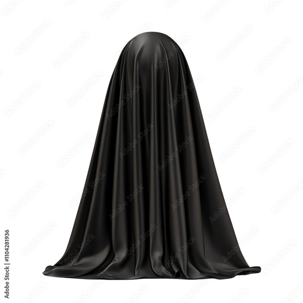 Mysterious figure shrouded in black fabric. PNG