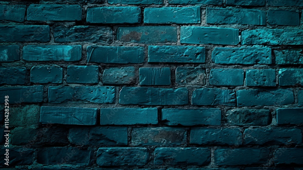 Textured teal brick wall with a rustic, weathered appearance. Textured teal brick wall with a rustic, weathered appearance.