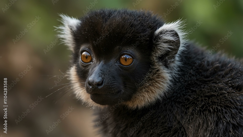 Fototapeta premium Black lemur close-up.