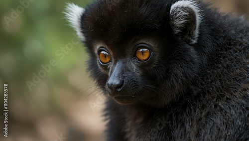 Black lemur close-up. photo