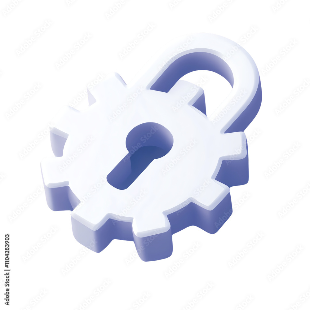 Secure lock and gear icon for digital safety. PNG Secure lock and gear icon for digital safety. PNG
