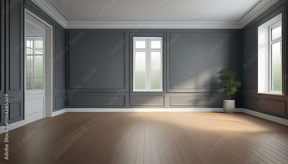 decorate the empty living room with gray walls and hardwood floor generative ai decorate the empty living room with gray walls and hardwood floor generative ai