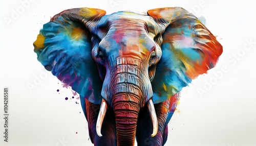 african elephant on white background made with generative ai photo