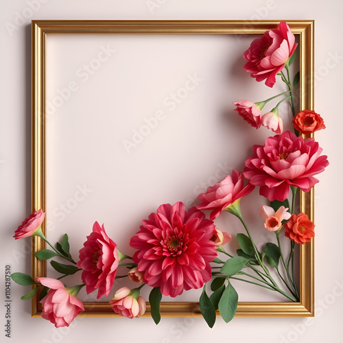 floral minimal frame on simple background