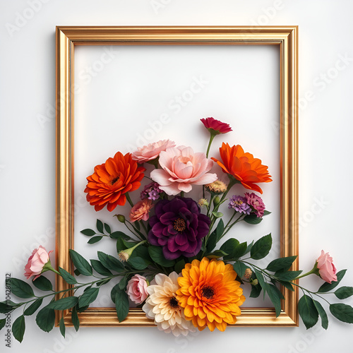 floral minimal frame on simple background