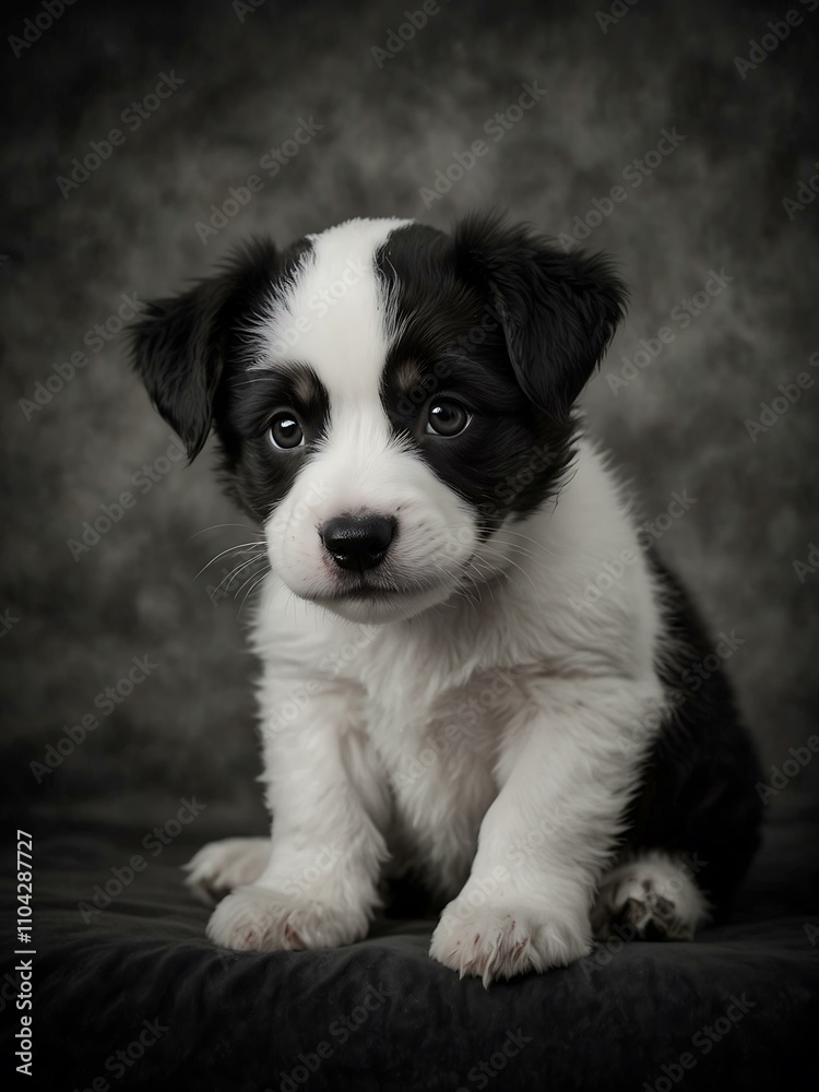 Black-and-white puppy portrait.1 Black-and-white puppy portrait.1
