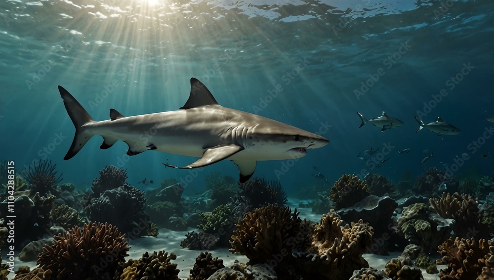 Fototapeta premium Blacktip shark illustration.