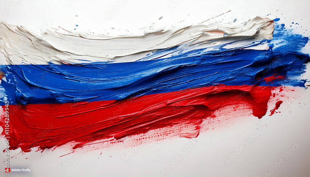bandiera Russia fatta con una pennellata di vernice su sfondo bianco iper realistica bandiera Russia fatta con una pennellata di vernice su sfondo bianco iper realistica