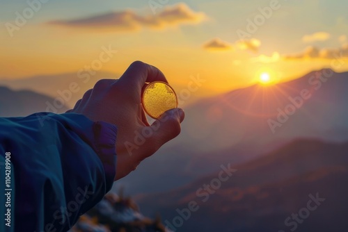 Silhouette winners conquer mountain challenge at autumn sunset.