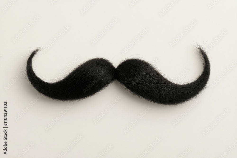 Creative display of a large black mustache on a simple background Creative display of a large black mustache on a simple background