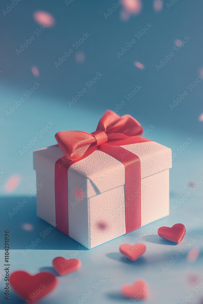 Gift box with ribbon bow for Valentine's Day holiday Gift box with ribbon bow for Valentine's Day holiday