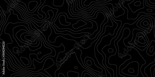 Abstract topography map with black background. Abstract Grey and white line geography map pattern line vector design.
