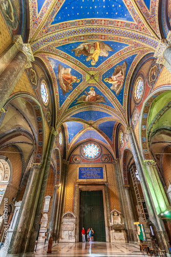 Rome, Italy, July 2017, Explore the Stunning Ceiling of Santa Maria Sopra Minerva Basilica in Rome photo