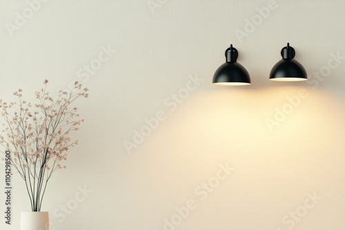 Elegant wall light fixture illuminating a modern interior space with a green plant