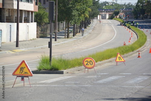 Obraz na płótnie Señalización en una carretera en obras w salonie