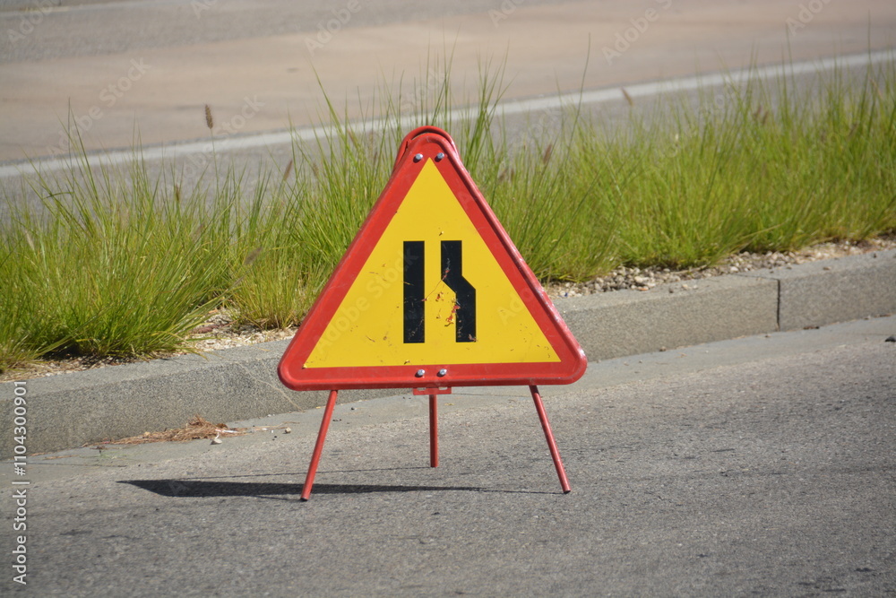 Señalización en una carretera en obras