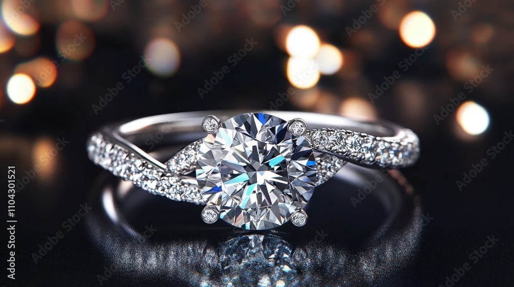 Elegant Diamond Engagement Ring with Sparkling Accents Elegant Diamond Engagement Ring with Sparkling Accents
