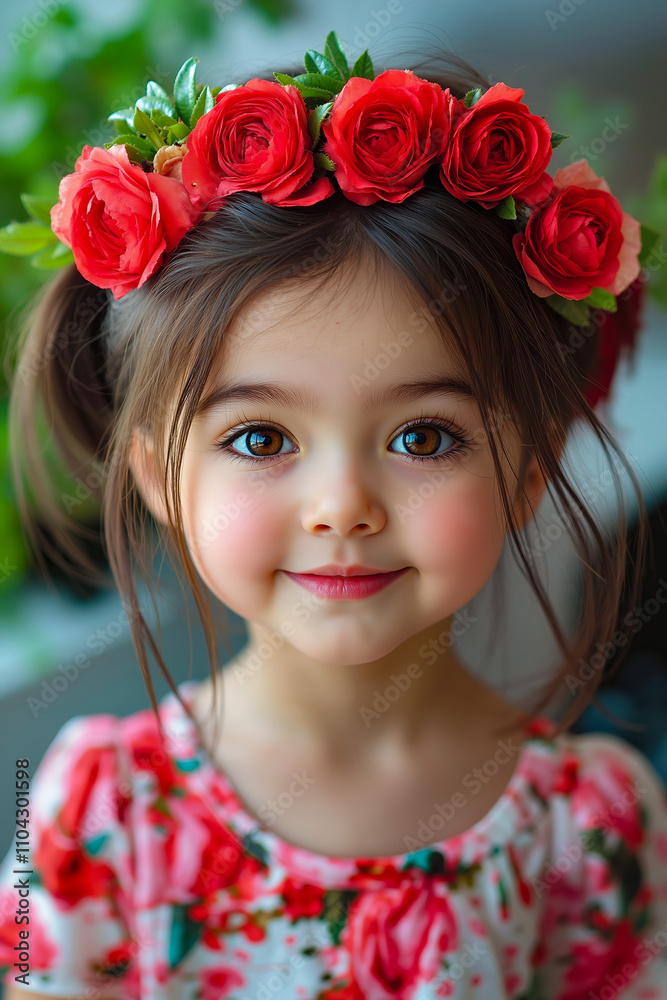 A little girl with a flower crown on her head A little girl with a flower crown on her head