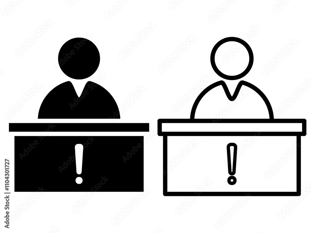 Reception desk business people icon simple flat style vector illustration. isolated on white Reception desk business people icon simple flat style vector illustration. isolated on white