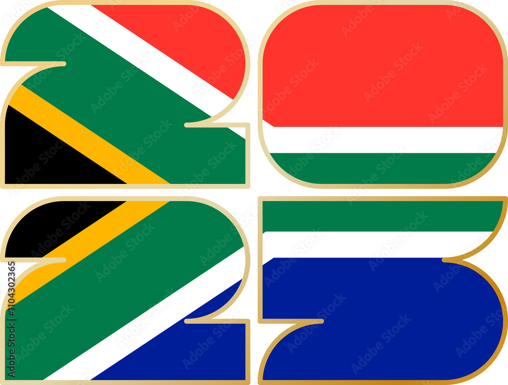 2025 with flag of South Africa