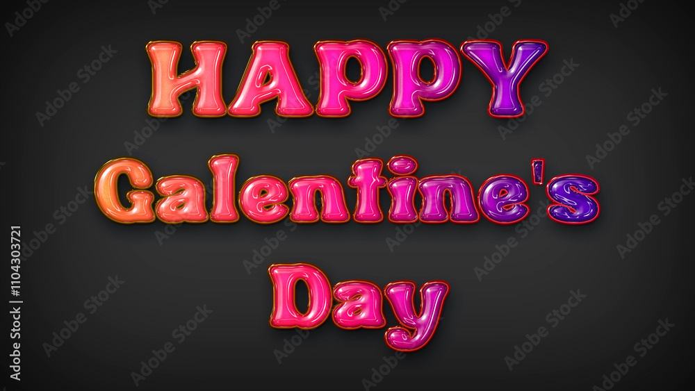 Happy Galentine's Day with plastic effect on gray background Happy Galentine's Day with plastic effect on gray background