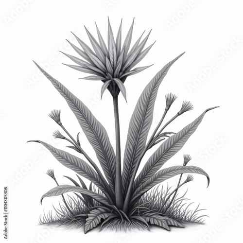 Scratchboard Illustration exotic plants encyclopedia