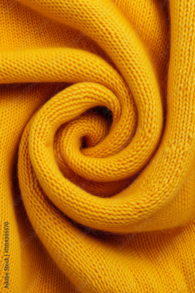 A close up shot of a yellow knitted fabric A close up shot of a yellow knitted fabric