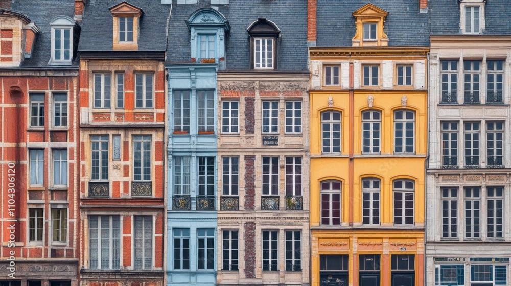 Obraz premium Colorful Facades of Historic Buildings in a European Cityscape